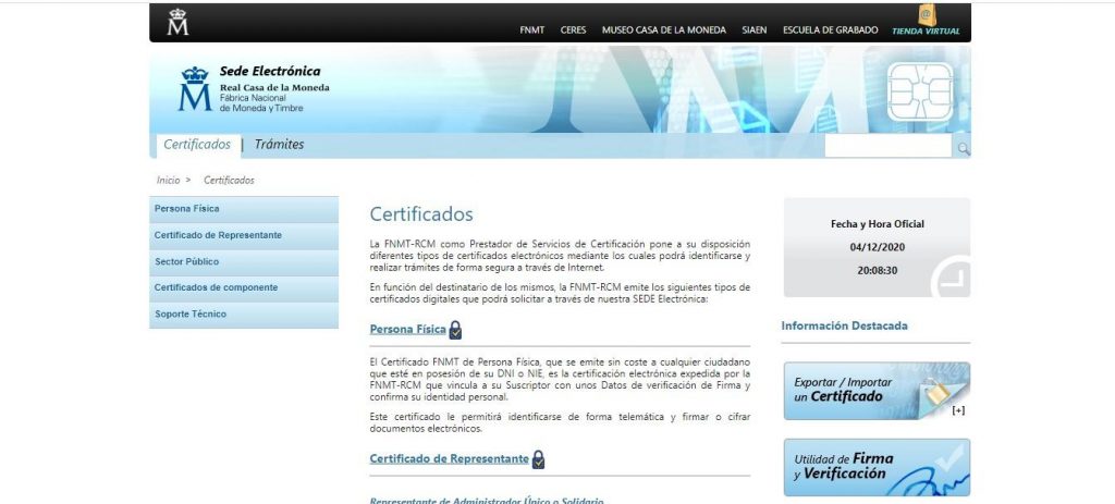 Renovar el Certificado digital de la FNMT